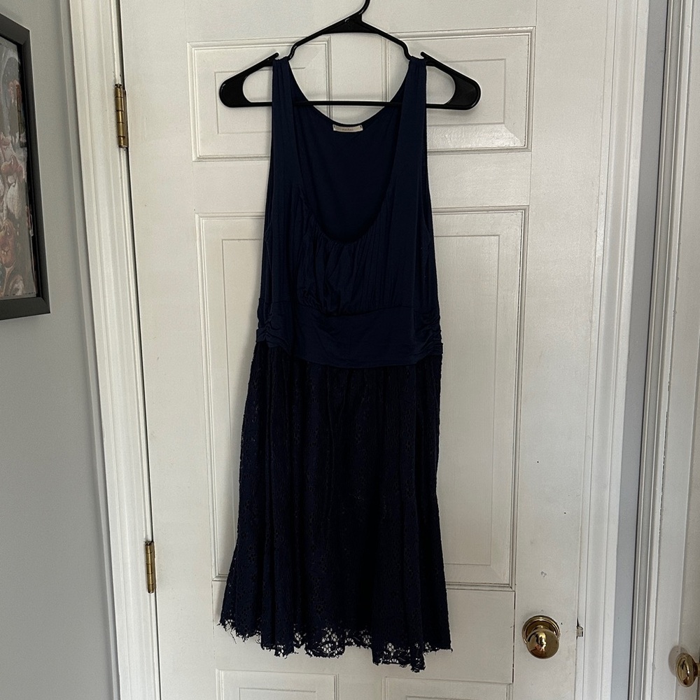 maitai Navy Blue Lace-Trim Midi Dress